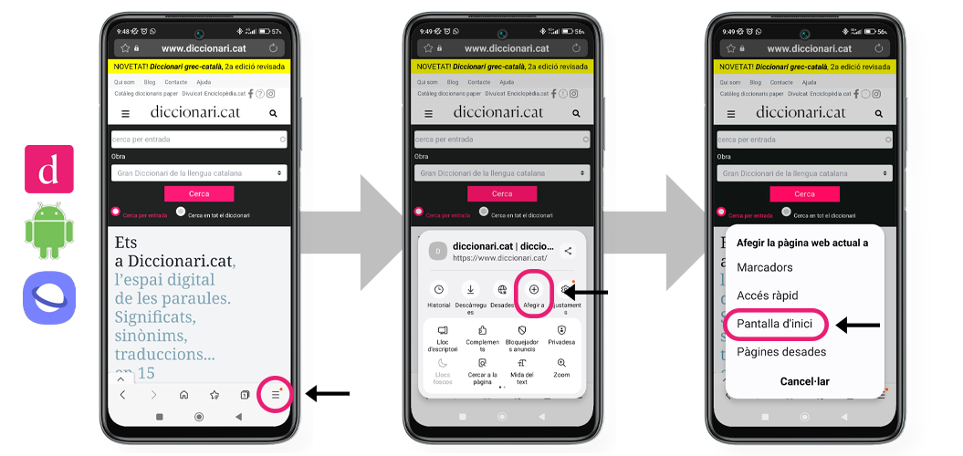 afegir diccionari.cat a samsung internet